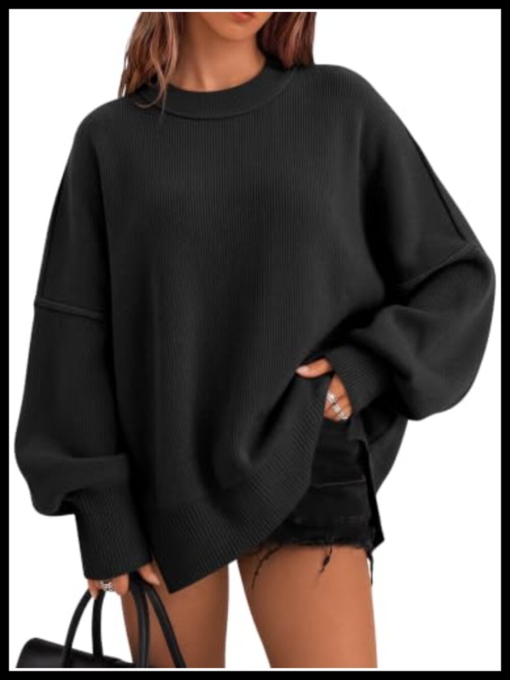 Oversized Crewneck Long Sleeve Sweater Pullover Tunic Fall Winter